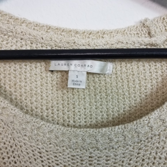 Lauren Conrad Metallic Knit Bow Sweater Gold Black - Picture 6 of 7